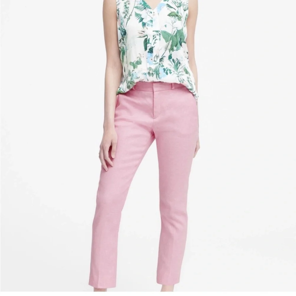 Banana Republic Avery linen mix straight pants light pink 16